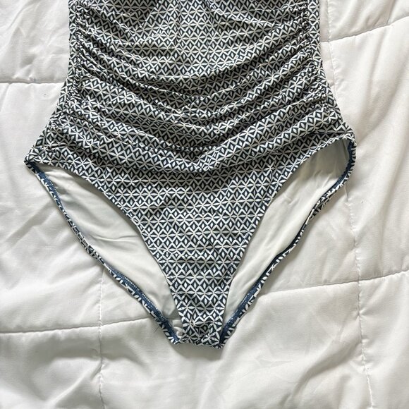 Anne Cole Swimwear Swimsuit One Piece Womens Size 12 Bandeau Halter Blue Summer - Picture 4 of 10